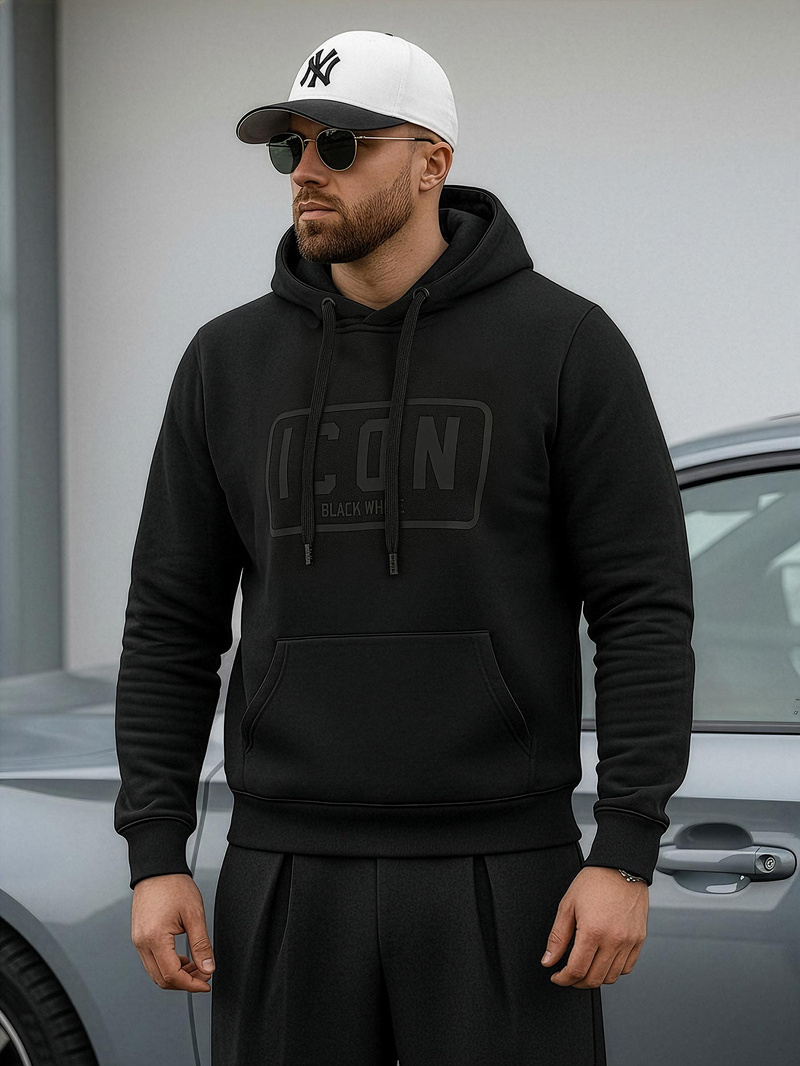 Ανδρικό Φούτερ με Κουκούλα μαύρο OZONEE JS/8B1975/3