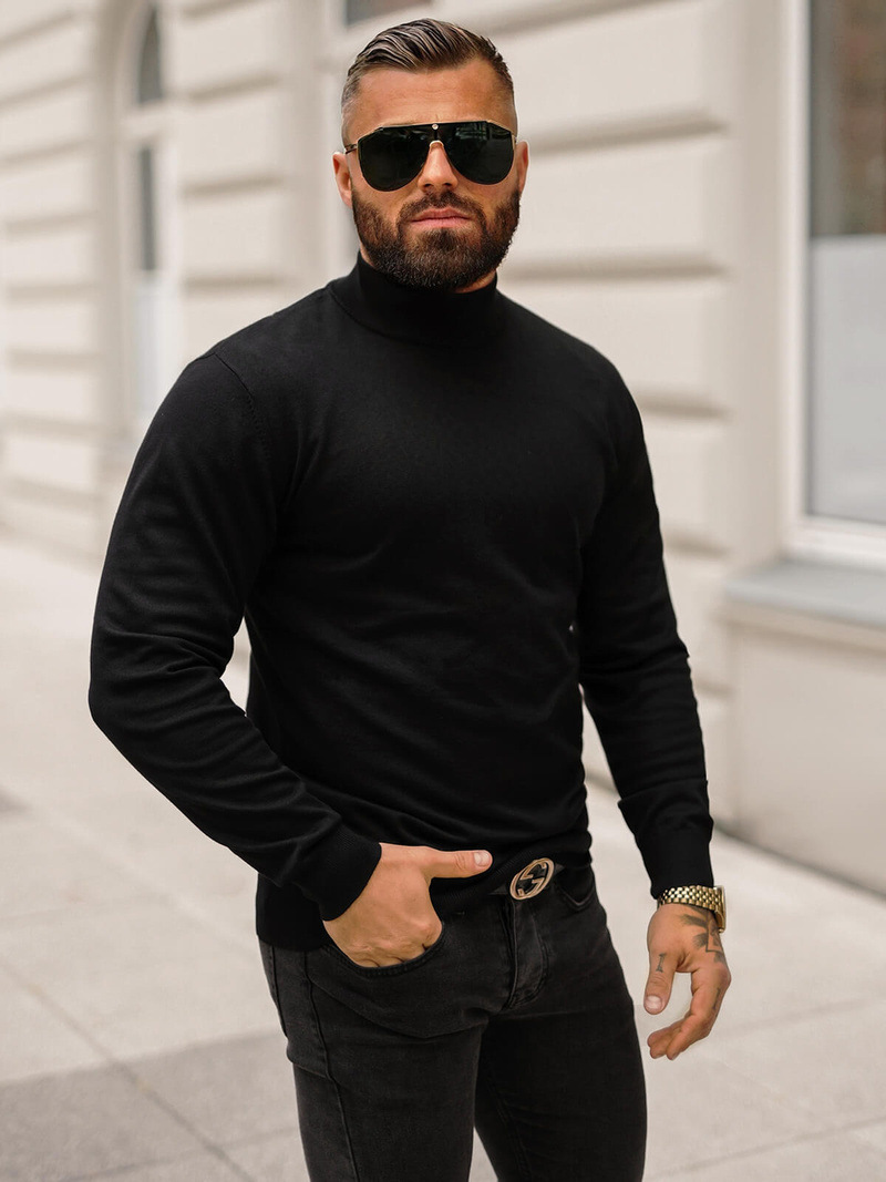 Ανδρικό πουλόβερ μαύρο OZONEE O/BM201