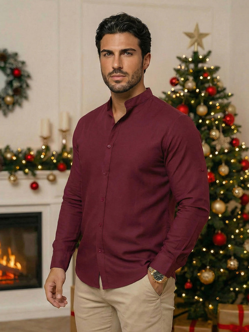 Ανδρικό πουκάμισο μπορντό OZONEE O/V57Z