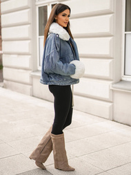 Γυναικείο τζιν μπουφάν mπλε OZONEE JS/11Z8219