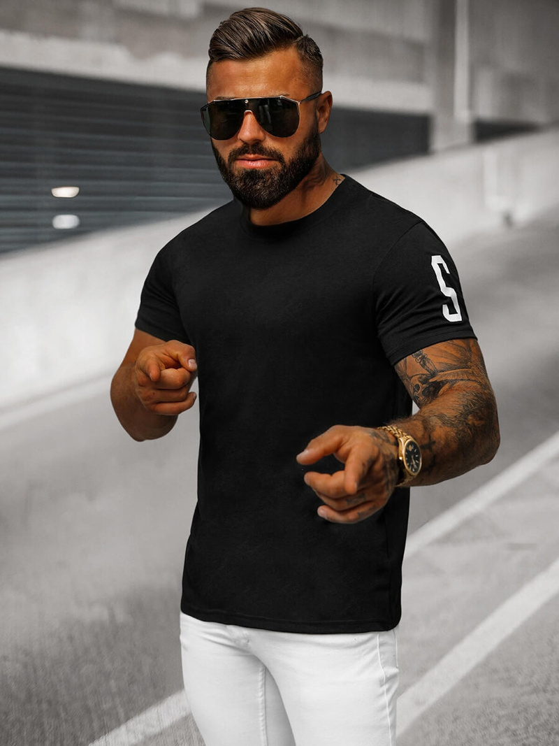 Ανδρικό μπλουζάκι μαύρο OZONEE O/8T1260/3