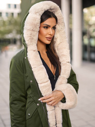 Γυναικείο χειμερινό μπουφάν Πράσινος OZONEE JS/M763/136Z