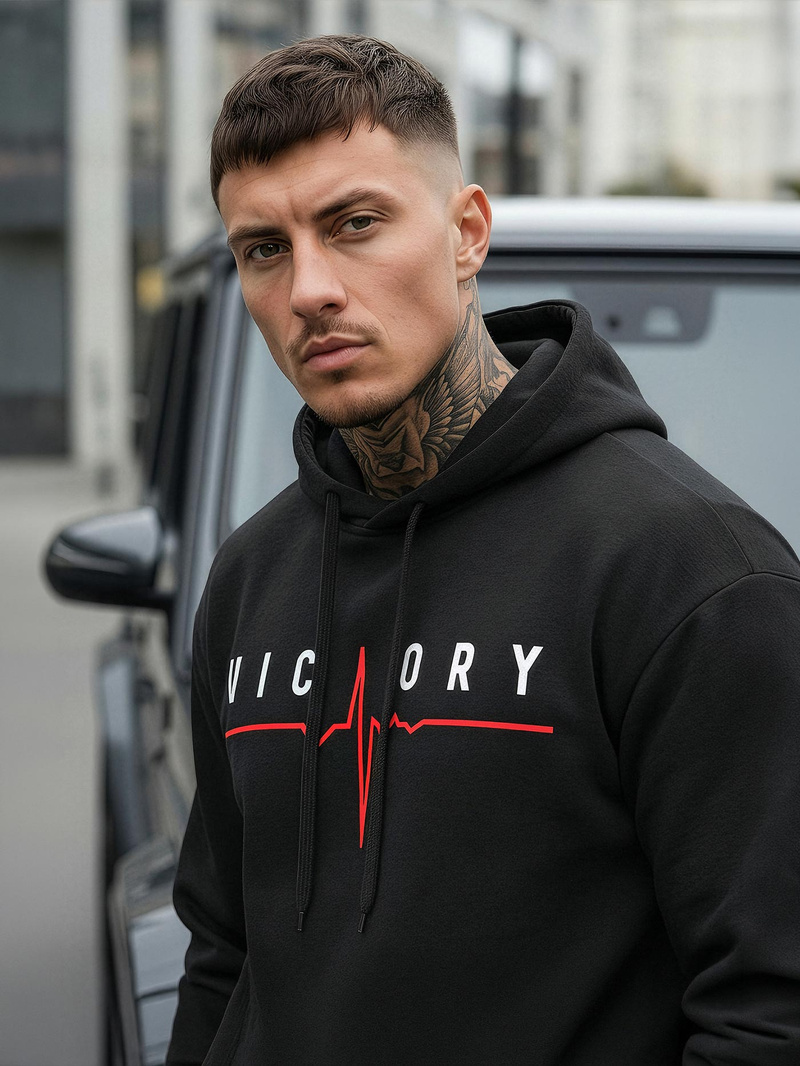 Ανδρικό Φούτερ με Κουκούλα μαύρο OZONEE JS/8B1757/3