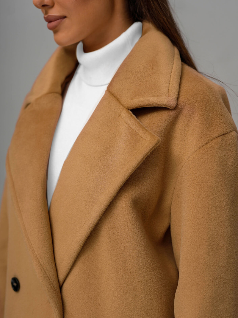 Γυναικείο παλτό kαμήλα OZONEE JS/11Z8161