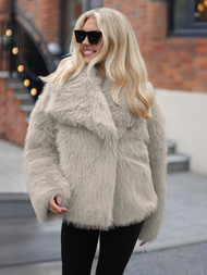 Γυναικείο μπουφάν γκρι-mπεζ OZONEE JS/61M8515/92