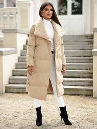 Γυναικείο χειμερινό μπουφάν mπεζ OZONEE JS/M737/62Z