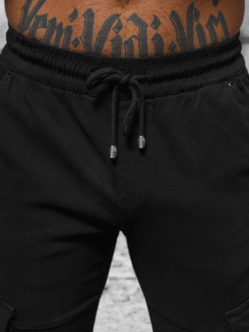 Ανδρικό παντελόνι chino jogger mαύρος OZONEE NB/MP0105NZ