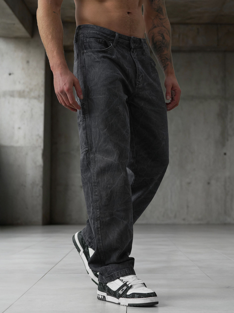 Ανδρικό τζιν παντελόνι γραφίτη OZONEE O/KK2828/5