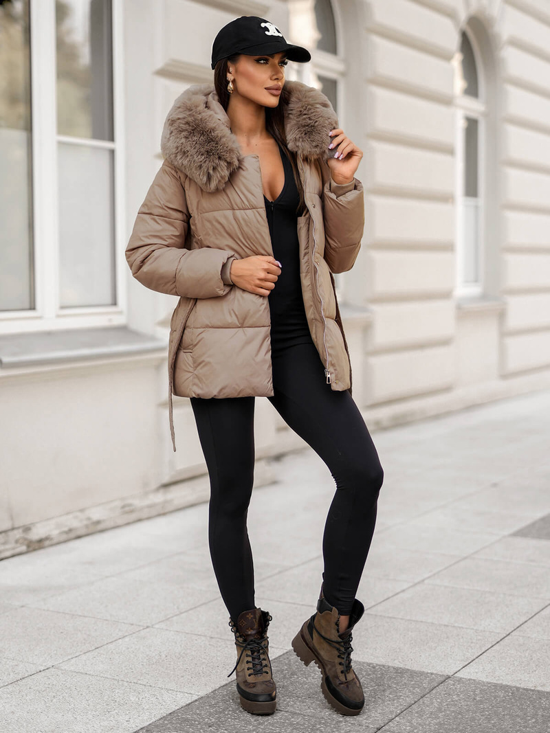 Γυναικείο μπουφάν μπεζ OZONEE JS/16M9206/62