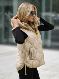 Γυναικείο αμάνικο μπουφάν μπεζ OZONEE JS/5M3235/62