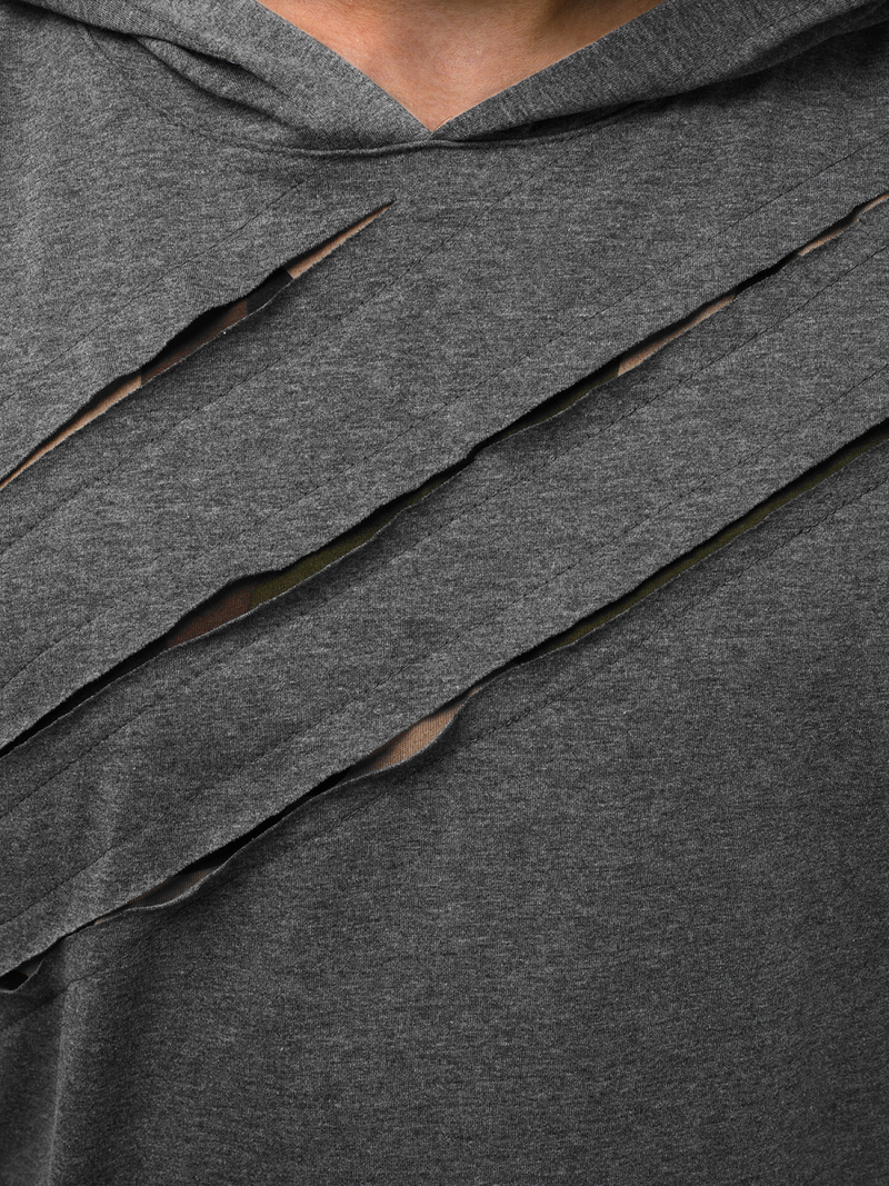 Ανδρικό μπλουζάκι με κουκούλα γραφίτη-καμουφλάζ OZONEE A/1185Z