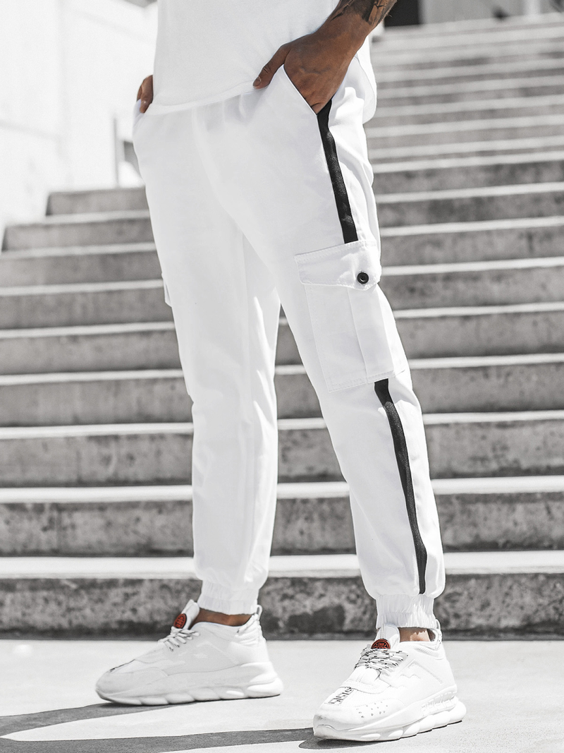 Ανδρικό παντελόνι chino jogger λευκό OZONEE DJ/5580