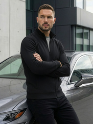 Ανδρικό φούτερ με φερμουάρ μαύρο OZONEE JS/2002Z