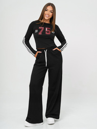 Γυναικείο σετ φόρμας δύο κομματιών mαύρος OZONEE JS/M60815AB