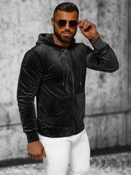 Ανδρικό βελούδινο Φούτερ με Kουκούλα μαύρο OZONEE JS/8B1168/3