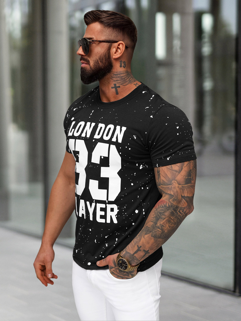 Ανδρικό μπλουζάκι μαύρο OZONEE JS/8B1388/3