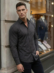 Ανδρικό πουκάμισο μαύρο OZONEE V/V184Z