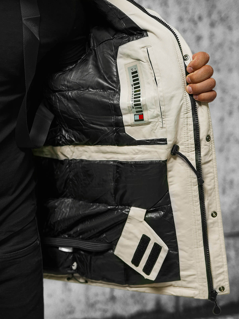 Ανδρικό χειμερινό μπουφάν μπεζ OZONEE JS/5M791/62