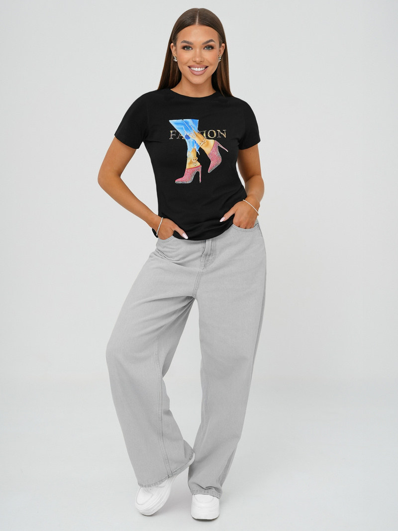 Γυναικείο μπλουζάκι μαύρο OZONEE JS/96T690/3