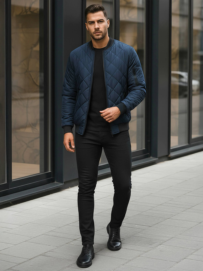 Ανδρικό μπουφάν ναυτικό μπλε OZONEE JS/MY01Z