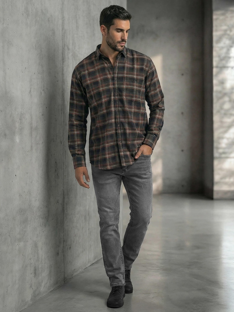 Ανδρικό πουκάμισο ναυτικό μπλε OZONEE V/V177Z