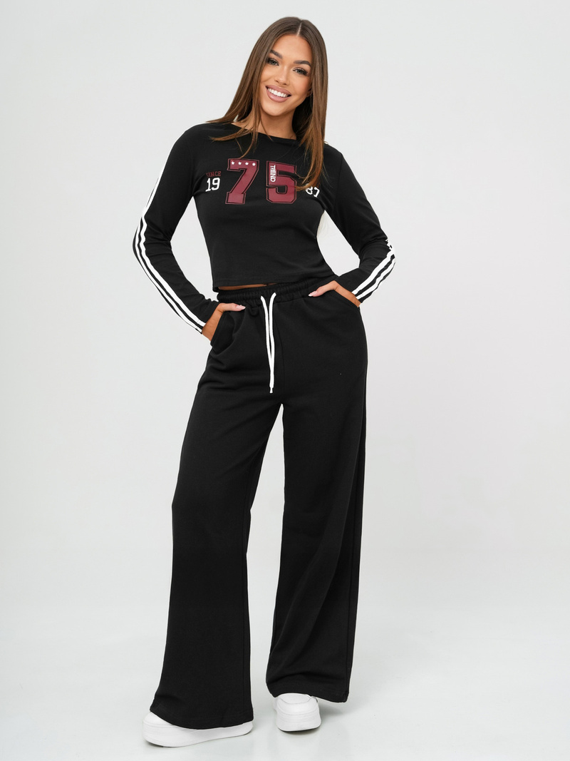 Γυναικείο σετ φόρμας δύο κομματιών mαύρος OZONEE JS/M60815AB