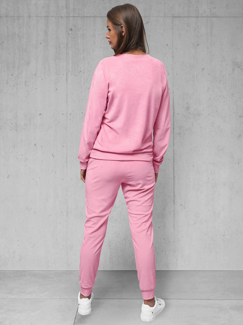 Γυναικείο βελούδινο σετ φόρμας πούδρα ροζ OZONEE O/8C1173/38Z