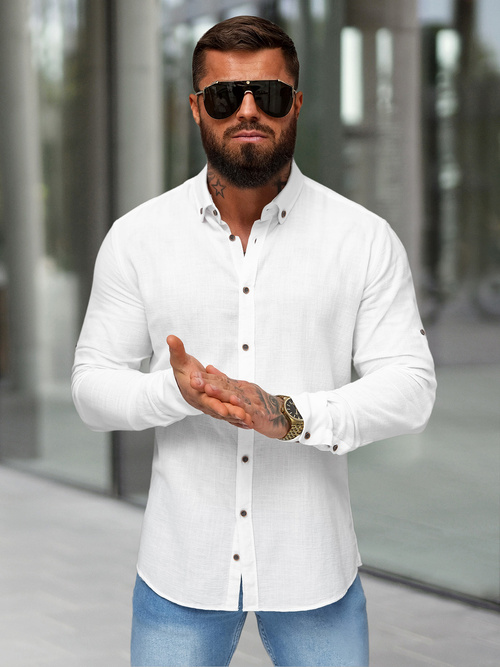 Ανδρικό πουκάμισο λευκό OZONEE O/V143