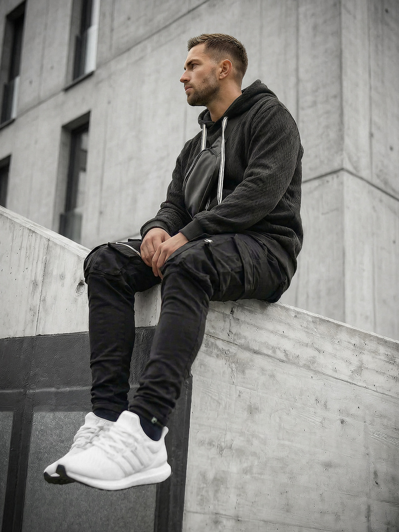 Ανδρικό Φούτερ με Κουκούλα μαύρο OZONEE O/G3065