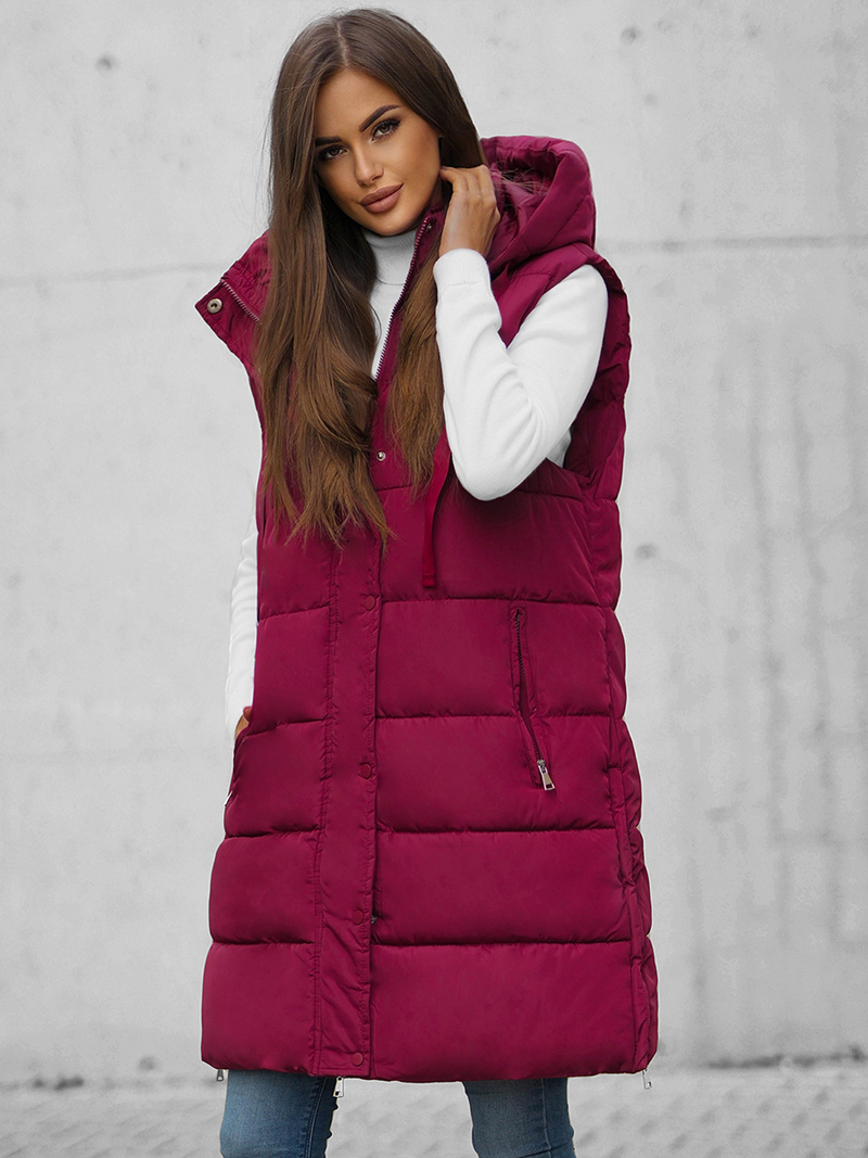 Γυναικείο αμάνικο μπουφάν mαρόν OZONEE O/81276Z