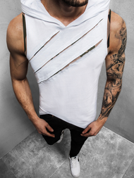 Ανδρικό μπλουζάκι με κουκούλα λευκό OZONEE O/1254Z