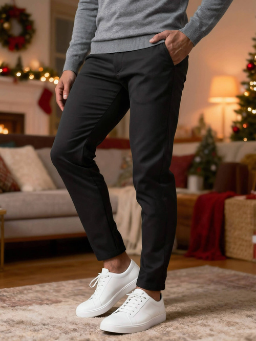 Ανδρικό παντελόνι chino μαύρο OZONEE V/6545Z