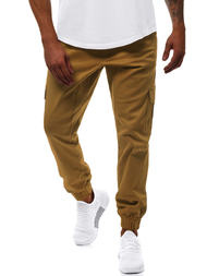 Ανδρικό παντελόνι jogger κάμελ OZONEE A/404