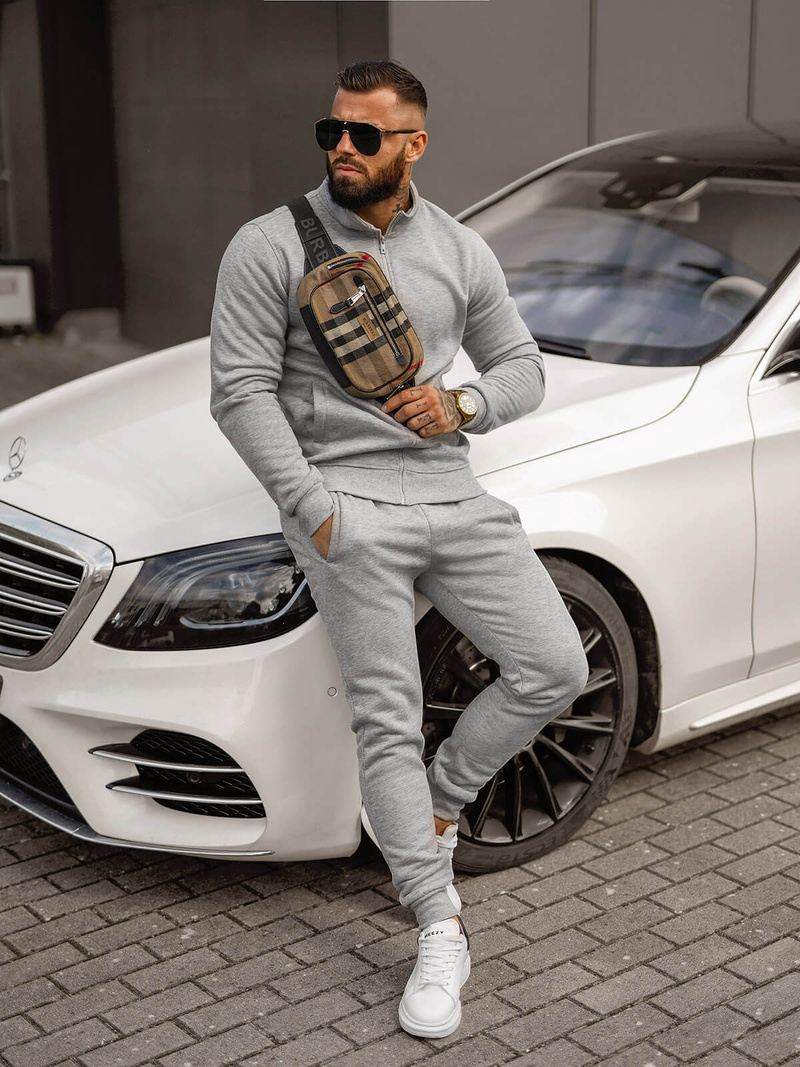 Ανδρικό σετ φόρμας γκρι OZONEE JS/68C10385/2Z