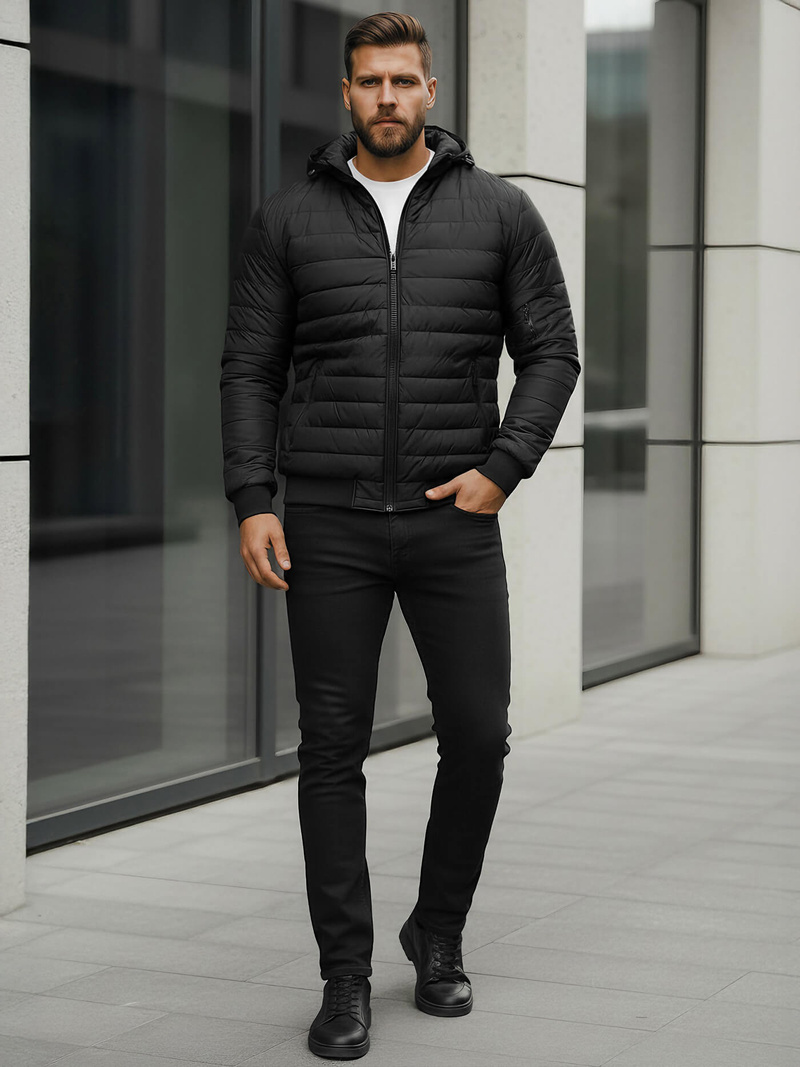 Ανδρικό μπουφάν μαύρο OZONEE JS/MY13Z