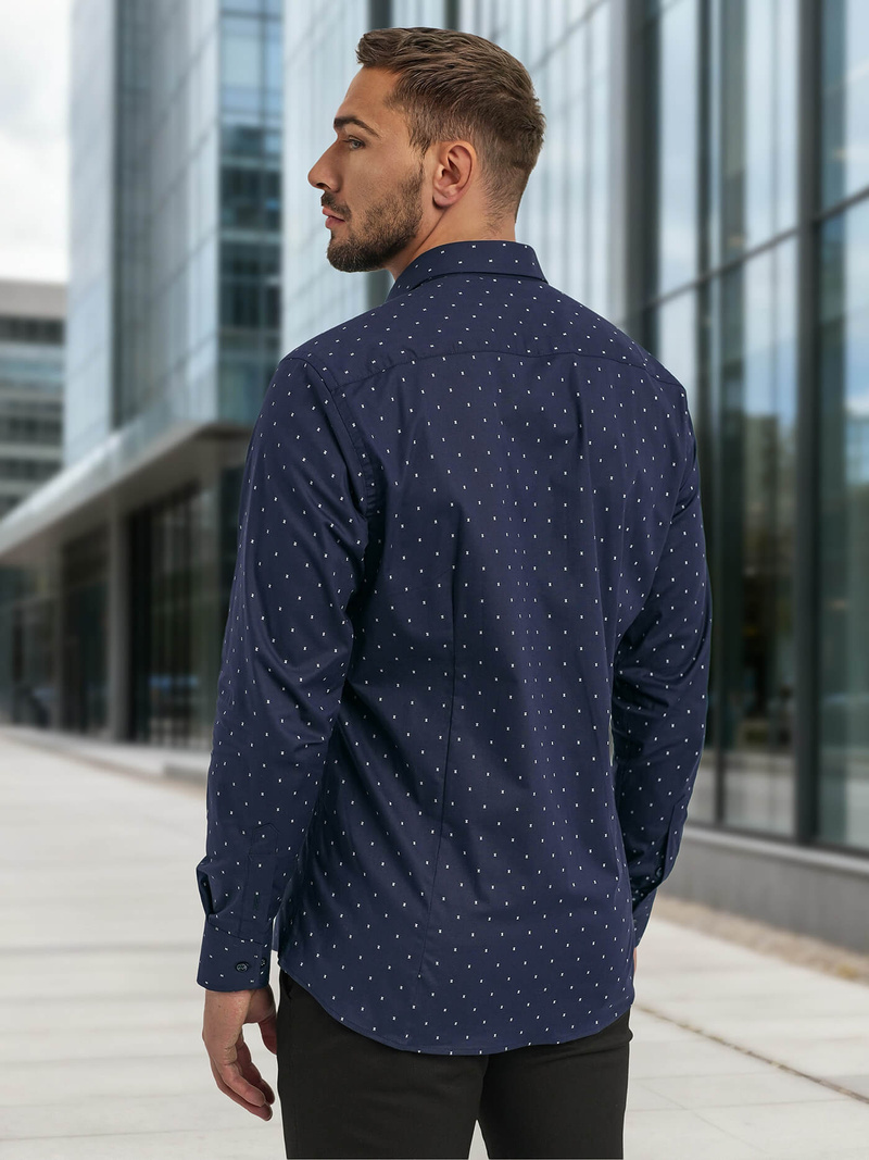 Ανδρικό πουκάμισο ναυτικό μπλε OZONEE V/V181