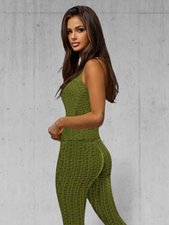 Γυναικείο σετ φόρμας δύο κομματιών χακί OZONEE JS/YW88037/7Z