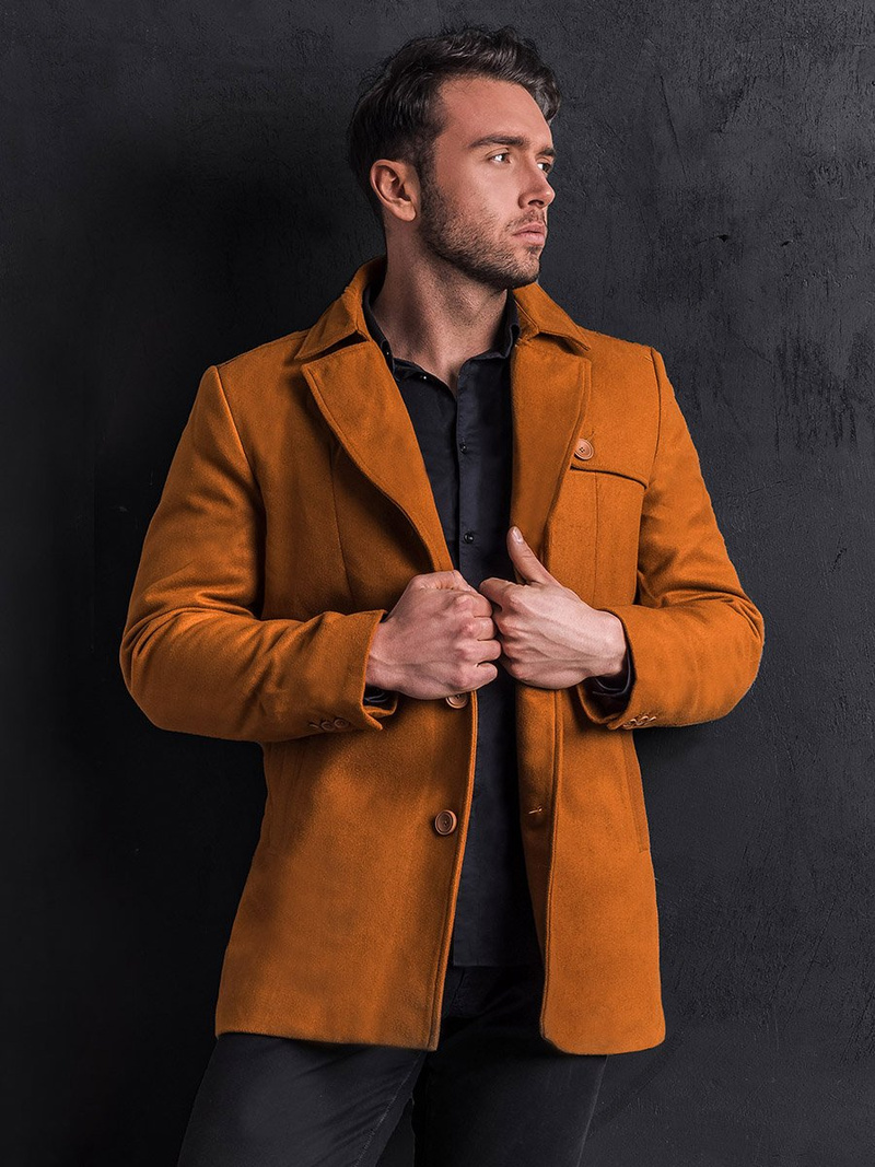 Ανδρικό παλτό κάμελ OZONEE N/5922Z