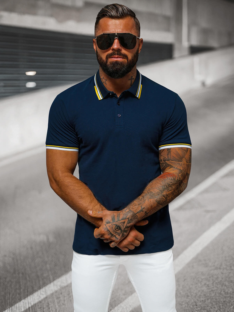 Ανδρική μπλούζα polo ναυτικό μπλε OZONEE O/DA736