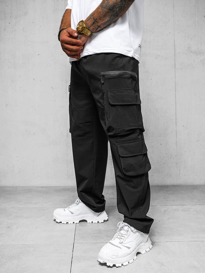 Ανδρικό παντελόνι mαύρος OZONEE O/PS5526