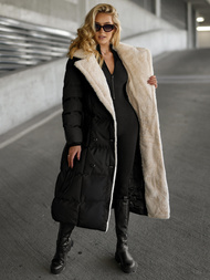 Γυναικείο μπουφάν mαύρο και άσπρο OZONEE JS/16M9168/392B