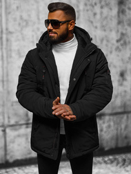 Ανδρικό χειμερινό μπουφάν mαύρος OZONEE JS/5M718/392