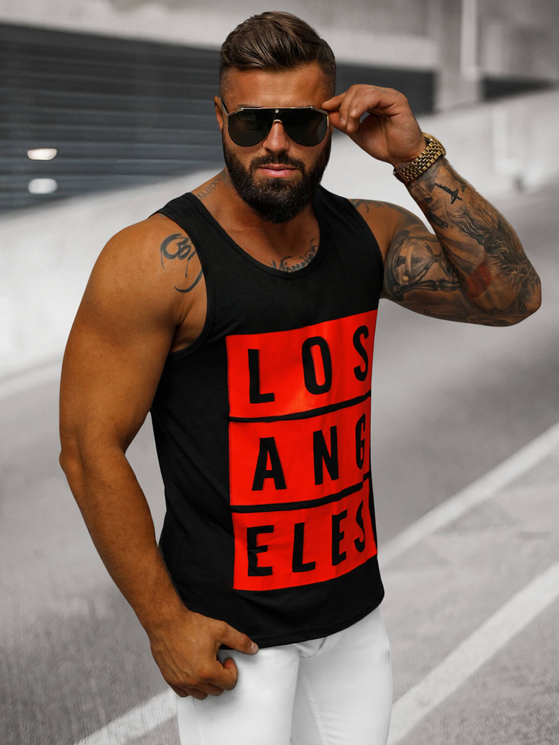 Ανδρικό αμάνικο μπλουζάκι μαύρο OZONEE O/T105/3