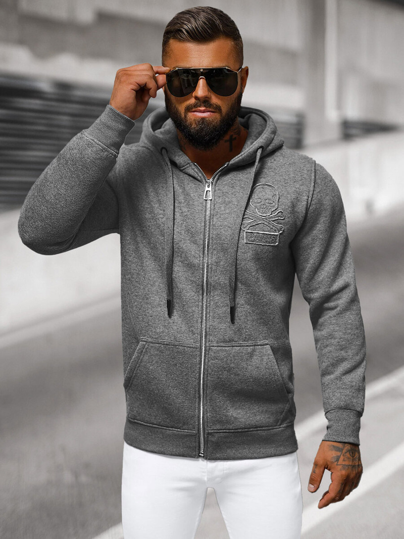 Ανδρικό Φούτερ με kουκούλα γραφίτη OZONEE NB/MF2003