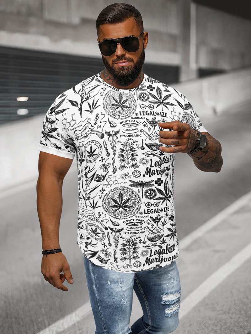 Ανδρικό μπλουζάκι λευκό OZONEE O/P1347