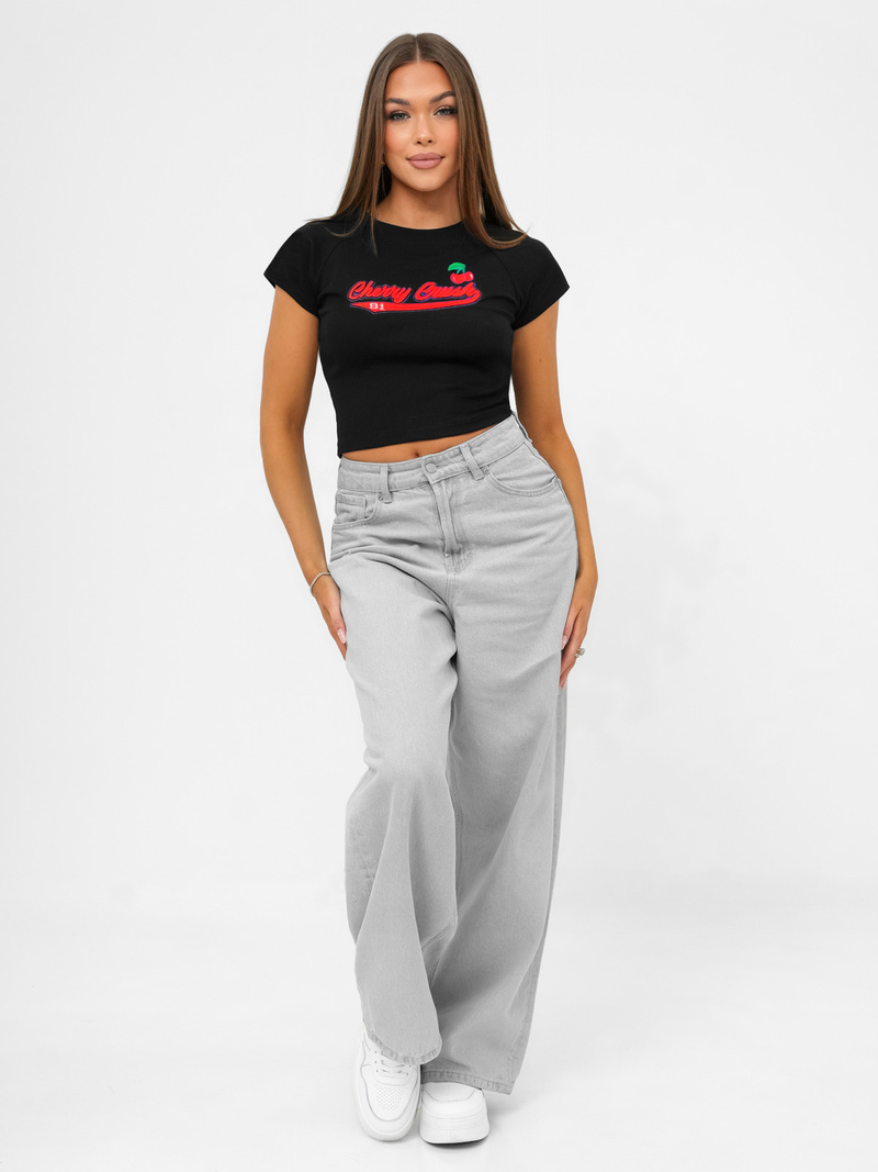 Γυναικείο μπλουζάκι μαύρο OZONEE JS/R62744