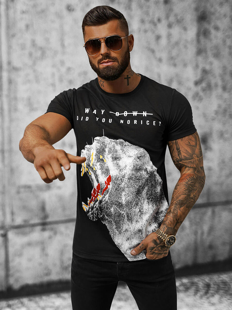 Ανδρικό μπλουζάκι μαύρο OZONEE O/T127/3Z