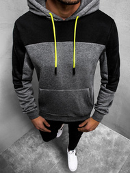 Ανδρικό φούτερ με κουκούλα γραφίτη OZONEE JS/KS2168Z