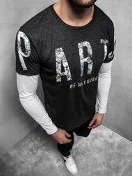 Ανδρικό μπλουζάκι με μακριά μανίκια γραφίτη OZONEE O/1292Z 