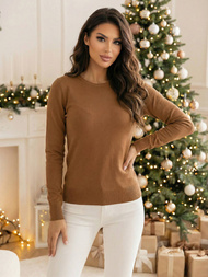 Γυναικείο πουλόβερ kαμήλα OZONEE JS/8005/7Z